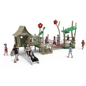 Wooden outdoor playground equipment for kids