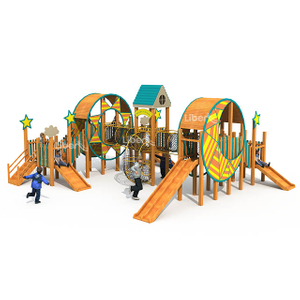 Kids wooden outdoor playground slide equipment