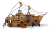 Wooden Pirate Ship Outdoor Playground Equipment With Rope Net