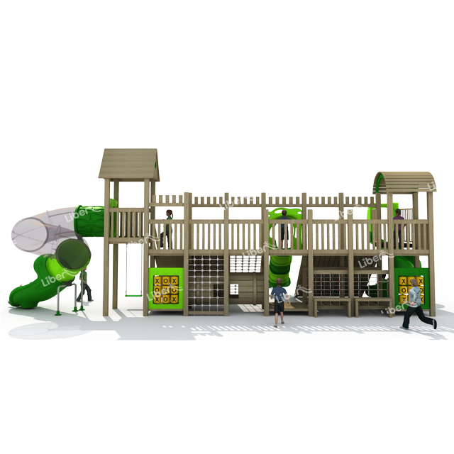 Kids Finnish Wood Colorful Wooden Outdoor Playground Supplier