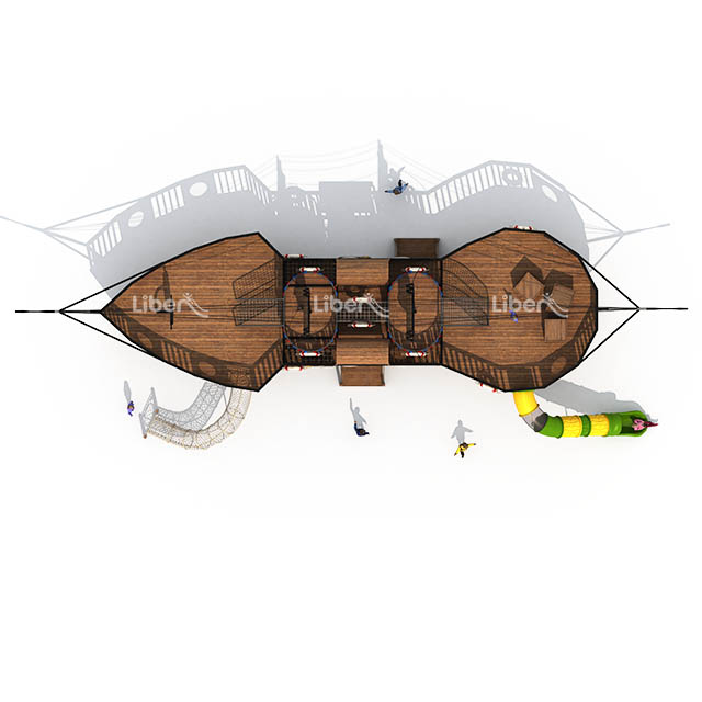 Outdoor Playground Customized Wooden Pirate Ship 